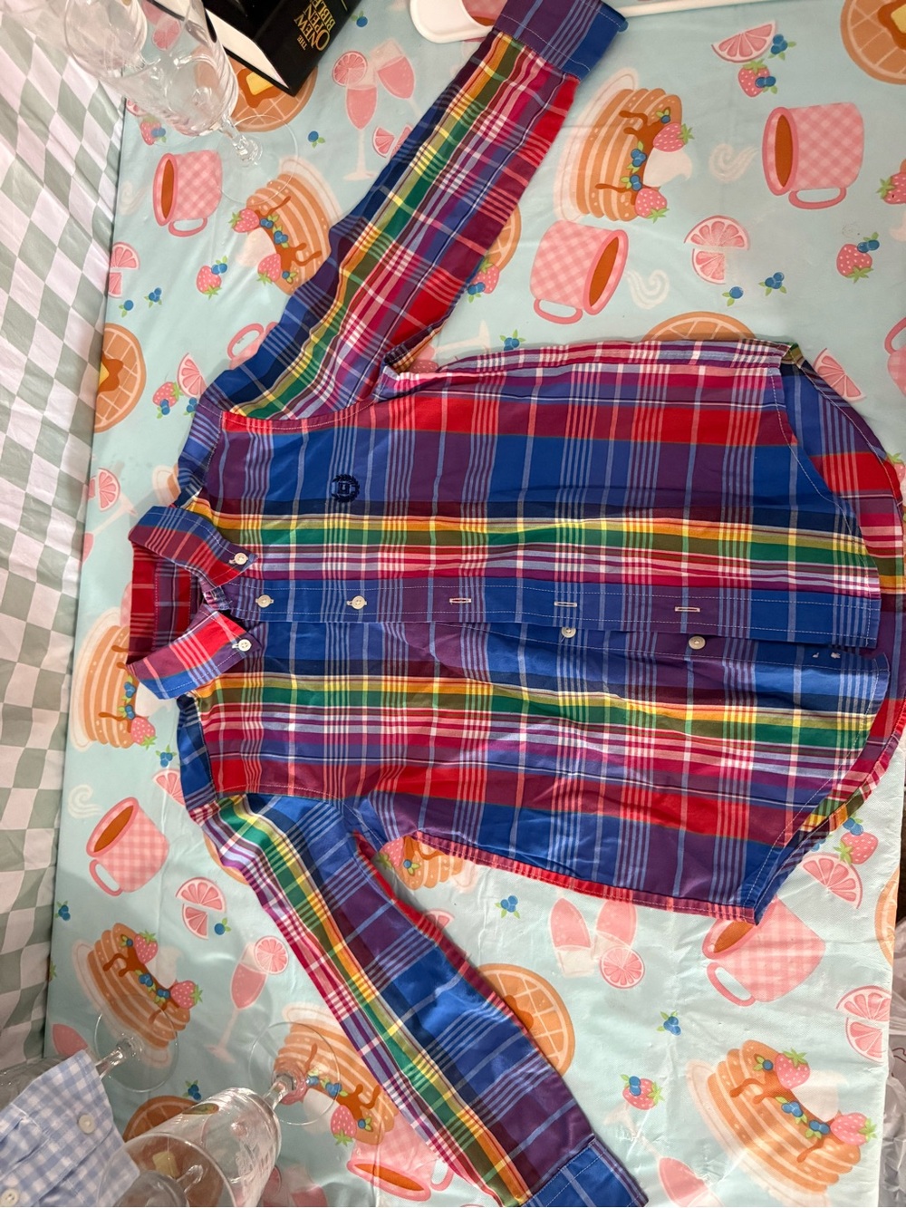 Chaps Multicolor Plaid Button-Down Shirt - Blue/Red/Green